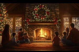 persone riunite davanti al camino